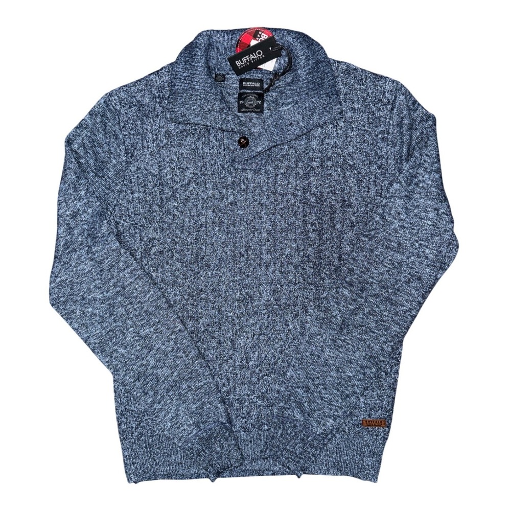 Buffalo David Bitton Cable Knit Shawl Collar Sweater Preppy Minimalist Coastal L